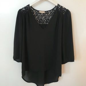 Black embroidered back blouse